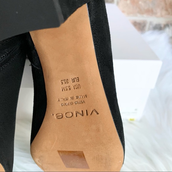 Vince Larica Suede Block Heels Booties Black 5.5M - Picture 10 of 12